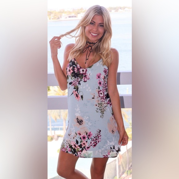 ⭐️SAVED BY FHE DRESS MINT FLORAL TANK SHORT DRESS SZ MEDIUM WARN ONCE - Picture 2 of 16